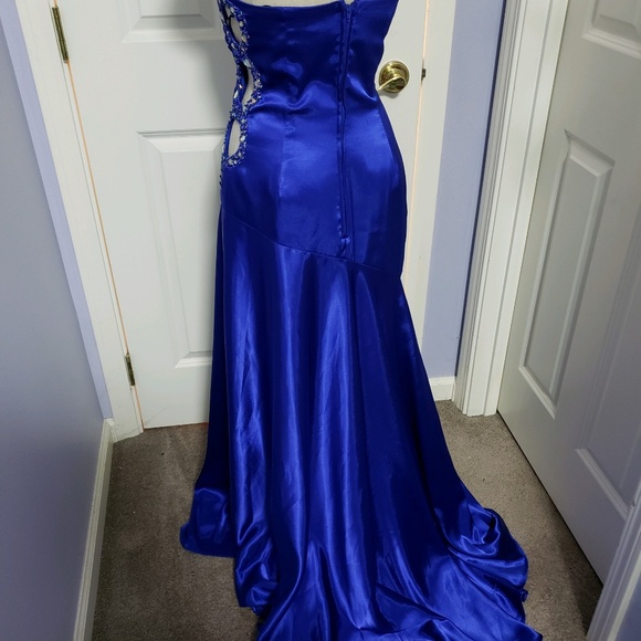 NWOT Cobalt blue full length formal dress - Picture 2 of 4